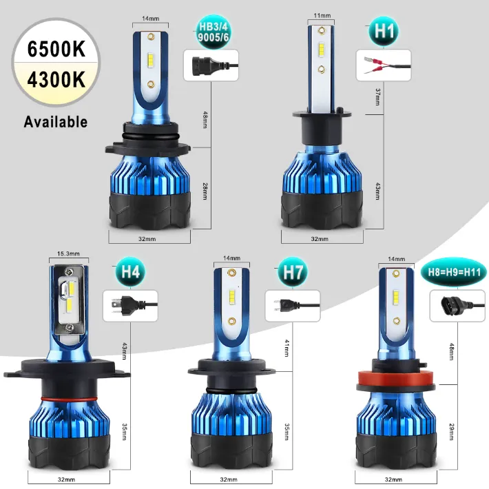 K5 LED Light Bulb 6000K H3 H7 80W 8000lm