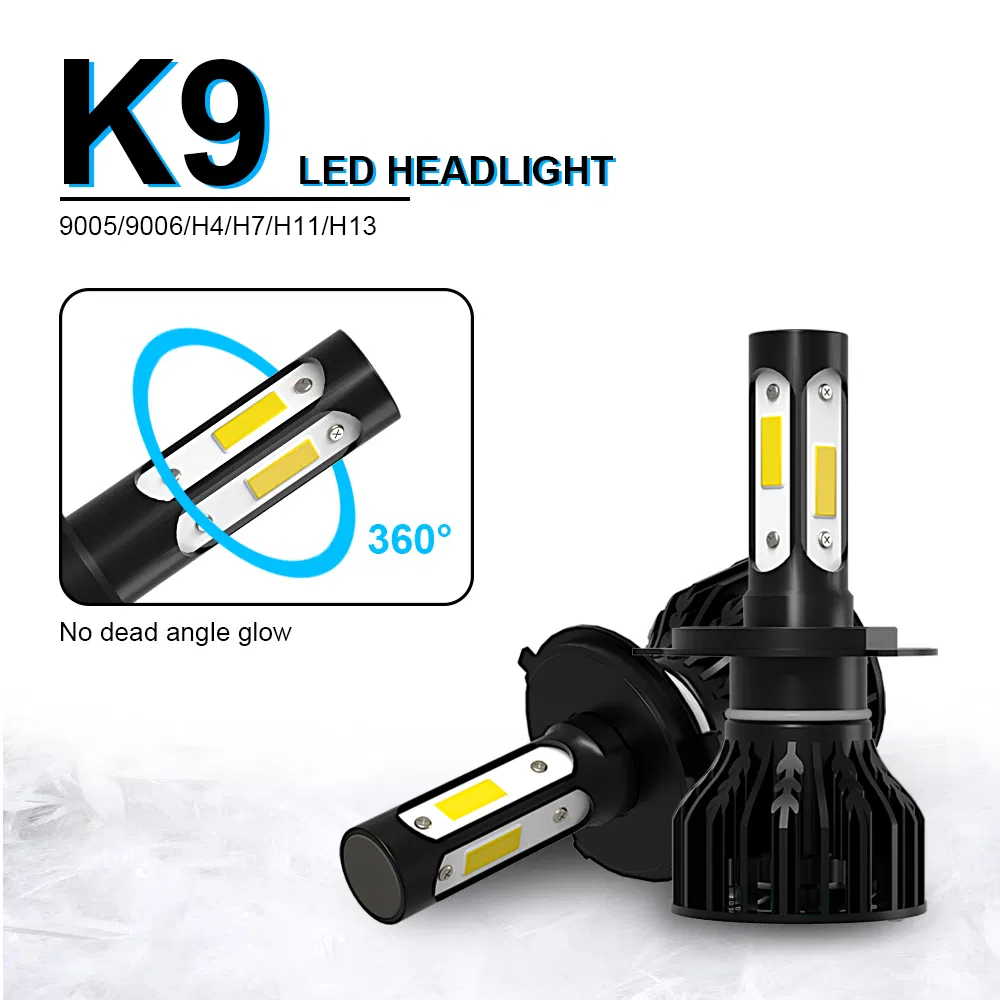 K9 Serial Car LED Headlight Bulbs H4/H13 with High Low Beam All in One and 9000lm