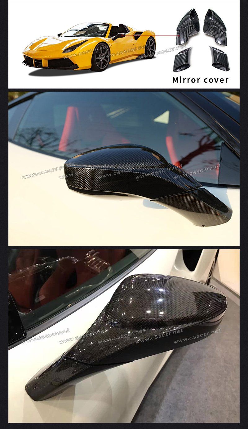Latest New Design Carbon Fiber Exterior Side Mirror Cover for Ferrari 488
