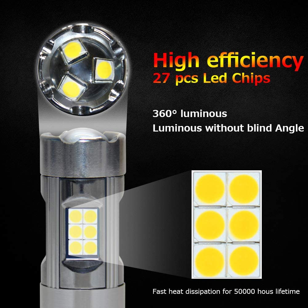 LED Fog Light Bulb Cool Xenon White H8 H16 LED Bulbs 3200lm 27 SMD Chips Fog Lights