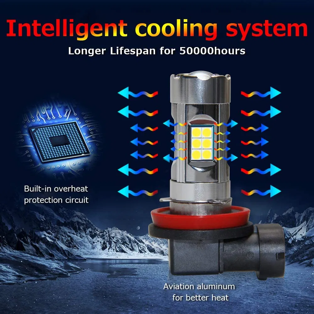 LED Fog Light Bulb Cool Xenon White H8 H16 LED Bulbs 3200lm 27 SMD Chips Fog Lights