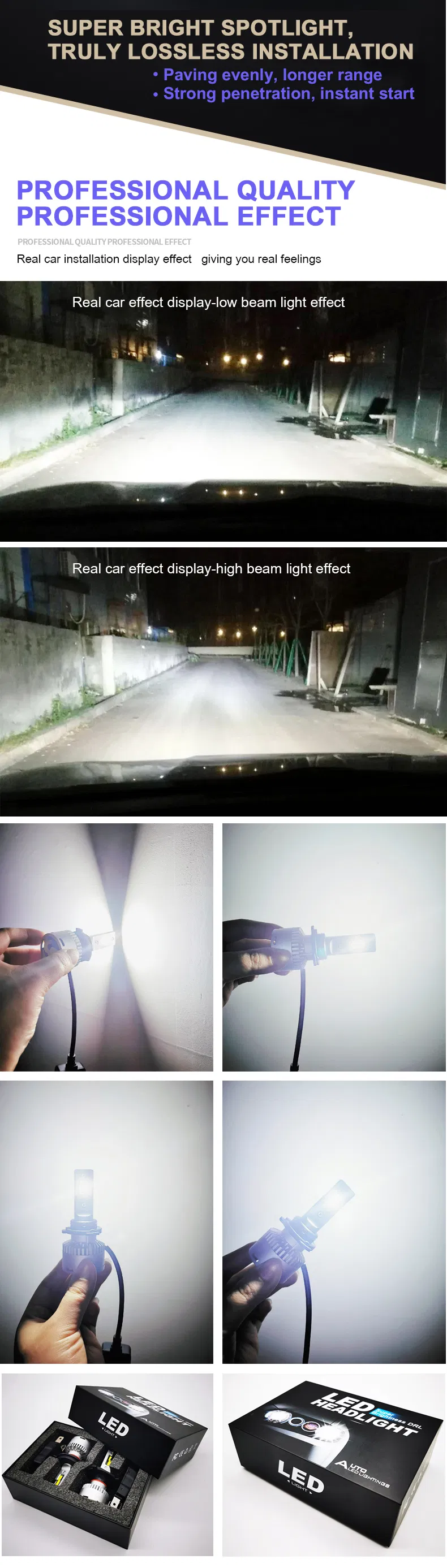 Lmusonu Fan Cooling L6 Car LED Headlight H7 LED Fog Light High Lower Beam High Power Lumens Csp3570 40W 8000lm 6500K Auto Lamp