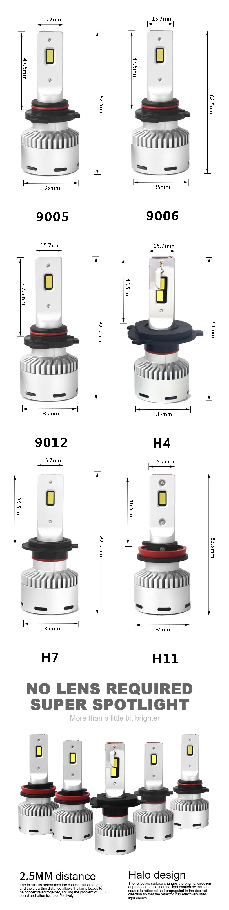 Lmusonu Fan Cooling L6 Car LED Headlight H7 LED Fog Light High Lower Beam High Power Lumens Csp3570 40W 8000lm 6500K Auto Lamp