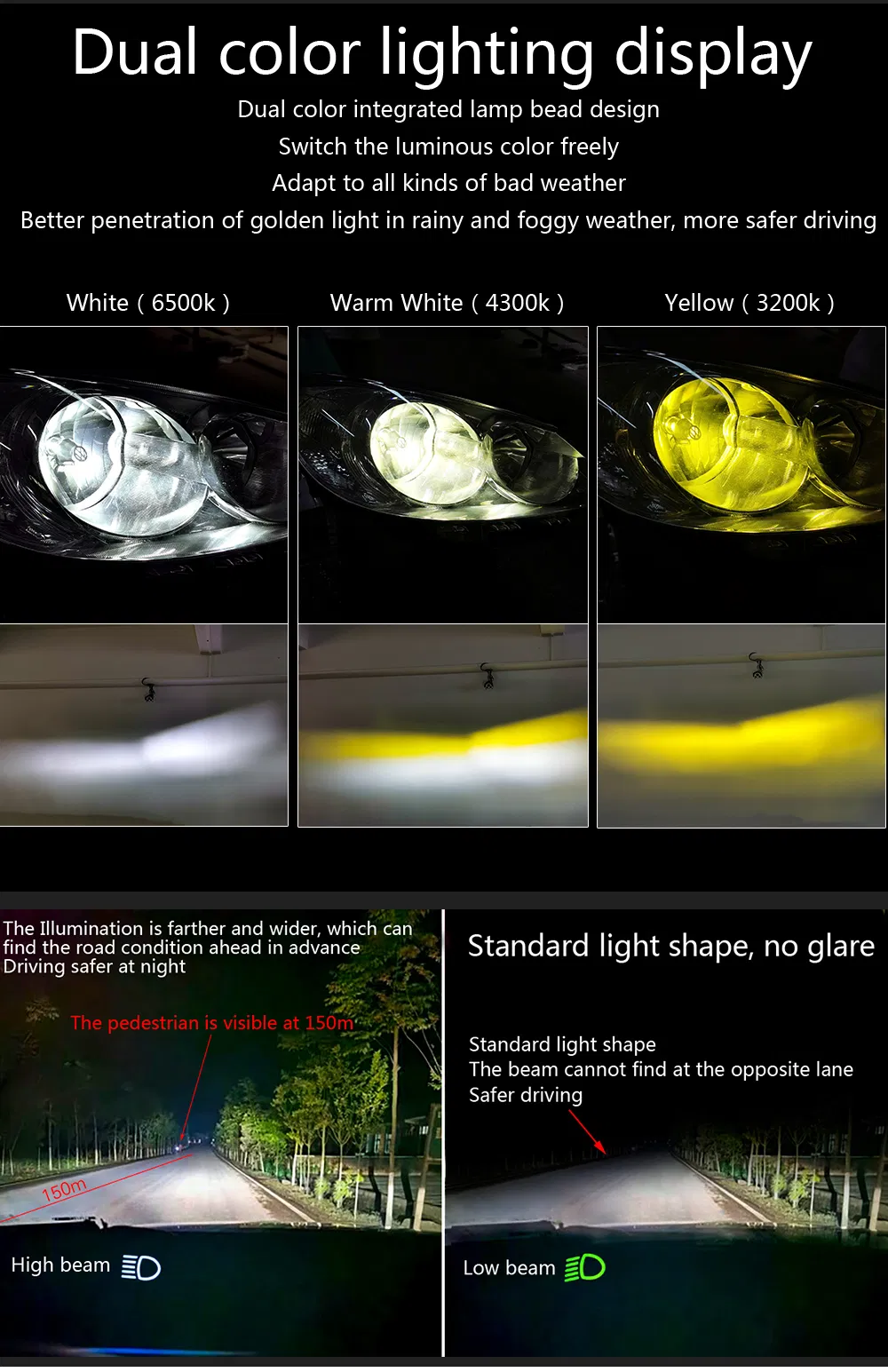Lmusonu Waterproof Fanless N5 LED Car Headlights 12V 30W 6000lm Csp3570 Auto Light 9005 9006 LED Fog Light Silence Quiet Cooling White 6000K Golden Yellow 3000K