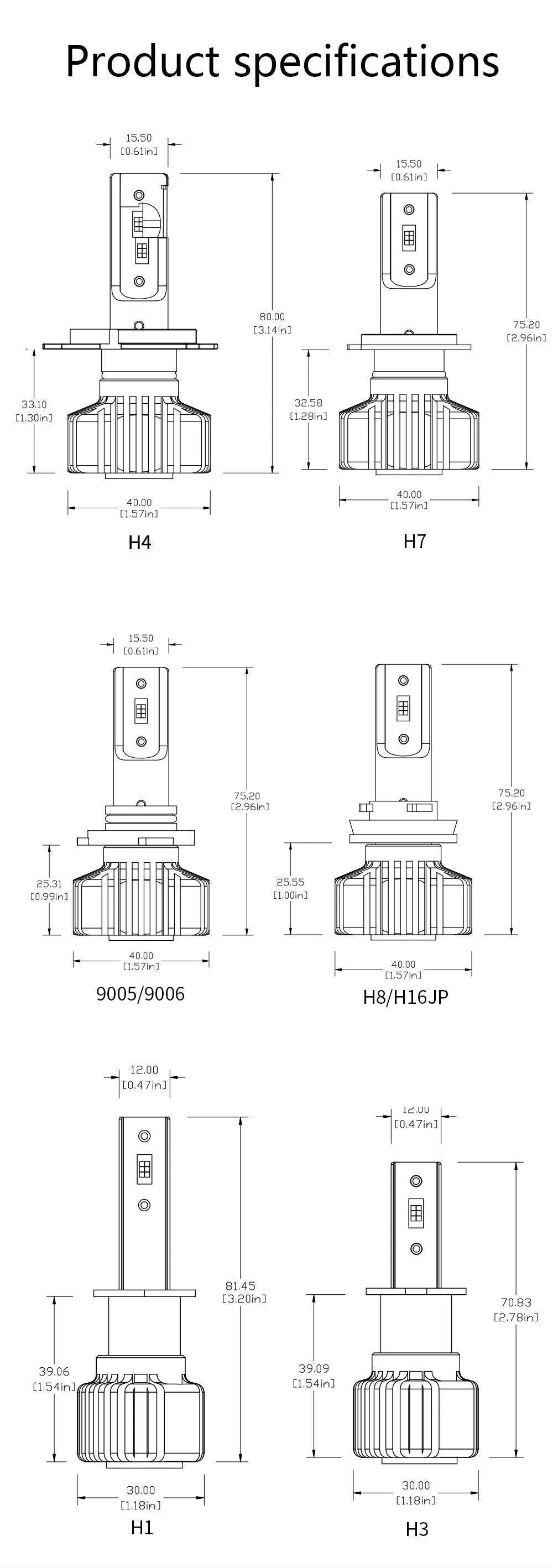 Lmusonu Waterproof Fanless N5 LED Car Headlights 12V 30W 6000lm Csp3570 Auto Light H4 H7 H11 H13 9005 9006 Silence Quiet Cooling White 6000K Golden Yellow 3000K