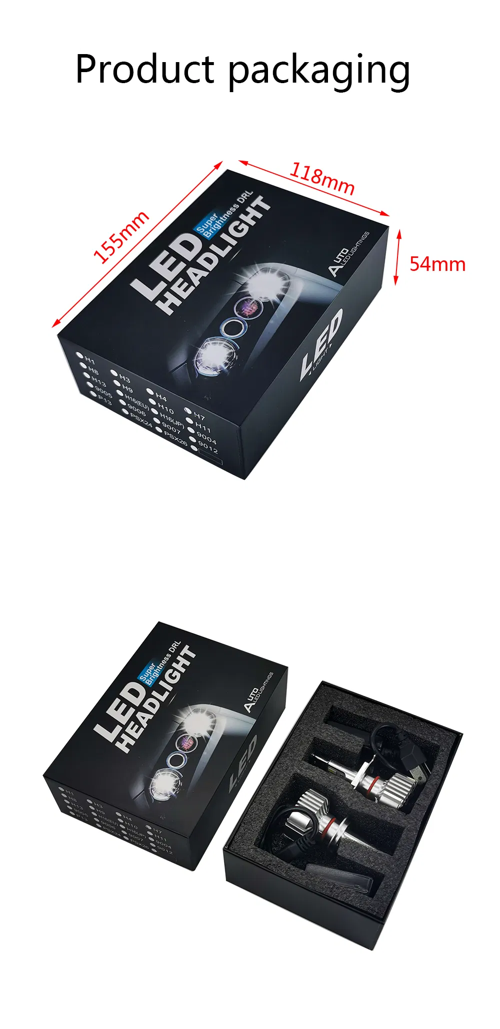 Lmusonu Waterproof Fanless N5 LED Car Headlights 12V 30W 6000lm Csp3570 Auto Light H4 H7 H11 H13 9005 9006 Silence Quiet Cooling White 6000K Golden Yellow 3000K