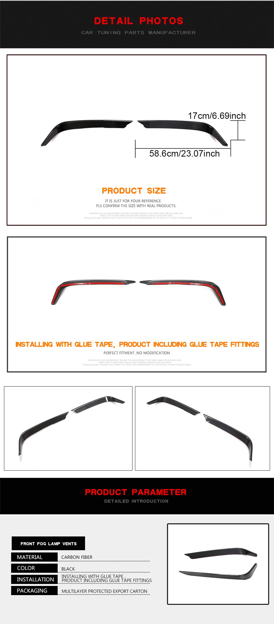 Modify Luxury Carbon Fiber Front Bumper Fog Lamp Cover for Alfa Romeo Giulia 2017-2020