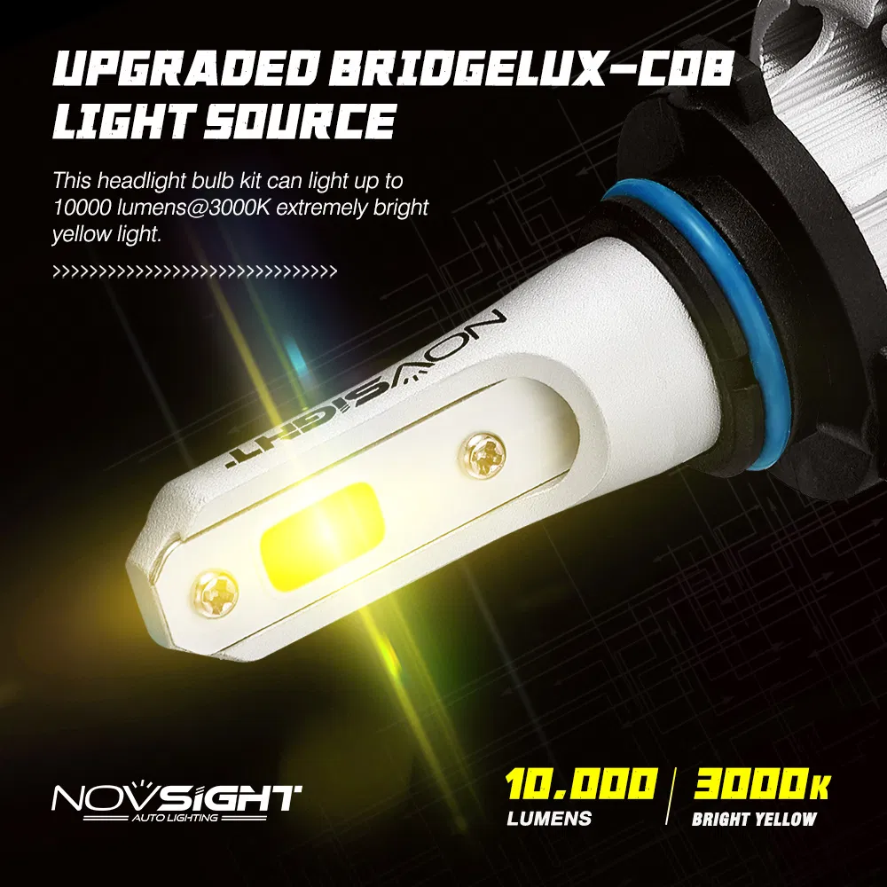 N12 Series H1 H3 H4 H7 H11 LED Auto Light with Car Headlamp Golden Light 9006 9005 60W and Xenon Kit 10000lm 6000K Bulb