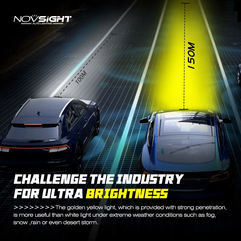N12 Series H1 H3 H4 H7 H11 LED Auto Light with Car Headlamp Golden Light 9006 9005 60W and Xenon Kit 10000lm 6000K Bulb