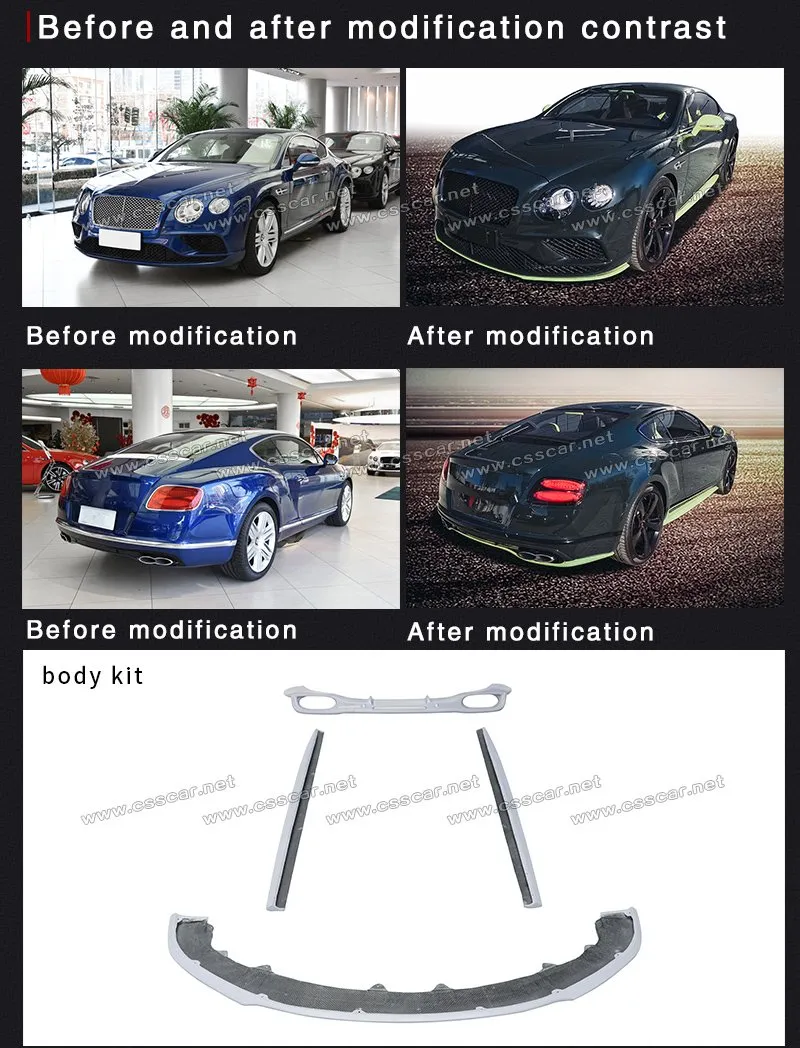 New Arrival V8s Style Fiberglass Small Body Kits for Bentley Continental Gt 2015-2017