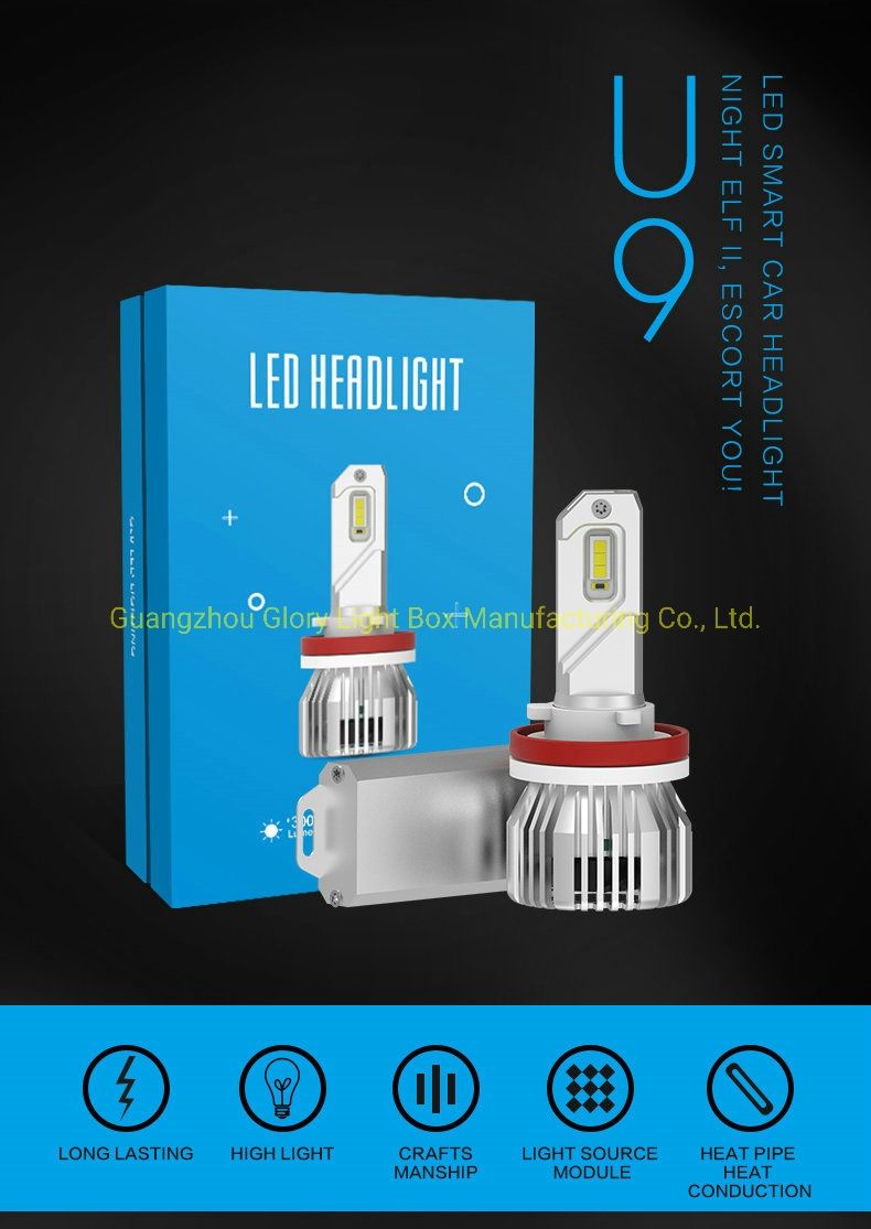 New Model U9 11000lm 90W H3 H1 H11 H8 9005 9006 9007 H13 Car LED Headlamp H4 H7 LED Headlight