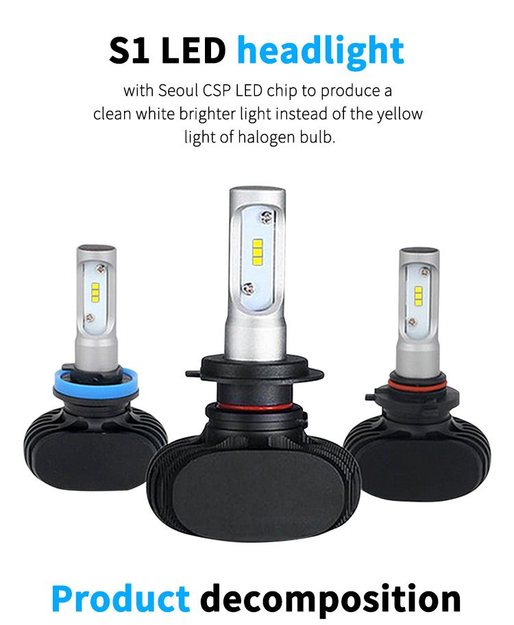 Newest Design 8000lm H4 Auto Headlight with H13 LED Light and HID Kits