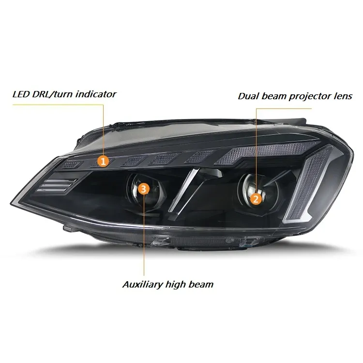 Newly Designed Auto Parts LED Lights Bixenon Projector Lend Headlight for 2013 Golf 7