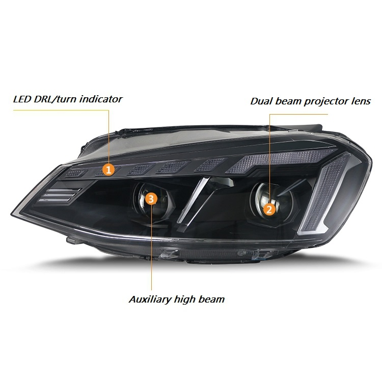 Newly Designed Car Lights Biled Projector Lens Headlight for 2013 Golf 7
