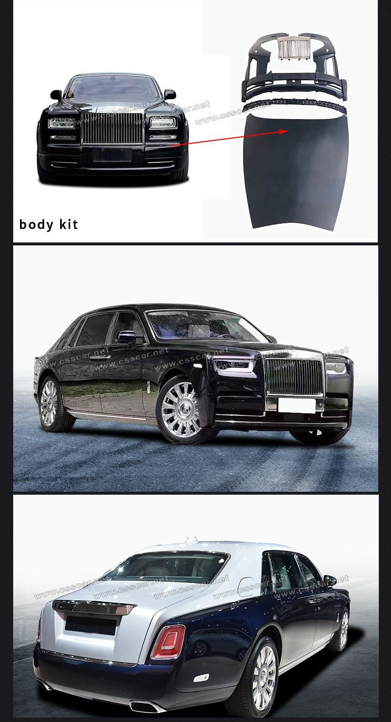 Old to New Style Fiberglass Car Front Bumper Engine Hood Body Kit for Rolls Royce Phantom 8th Generation