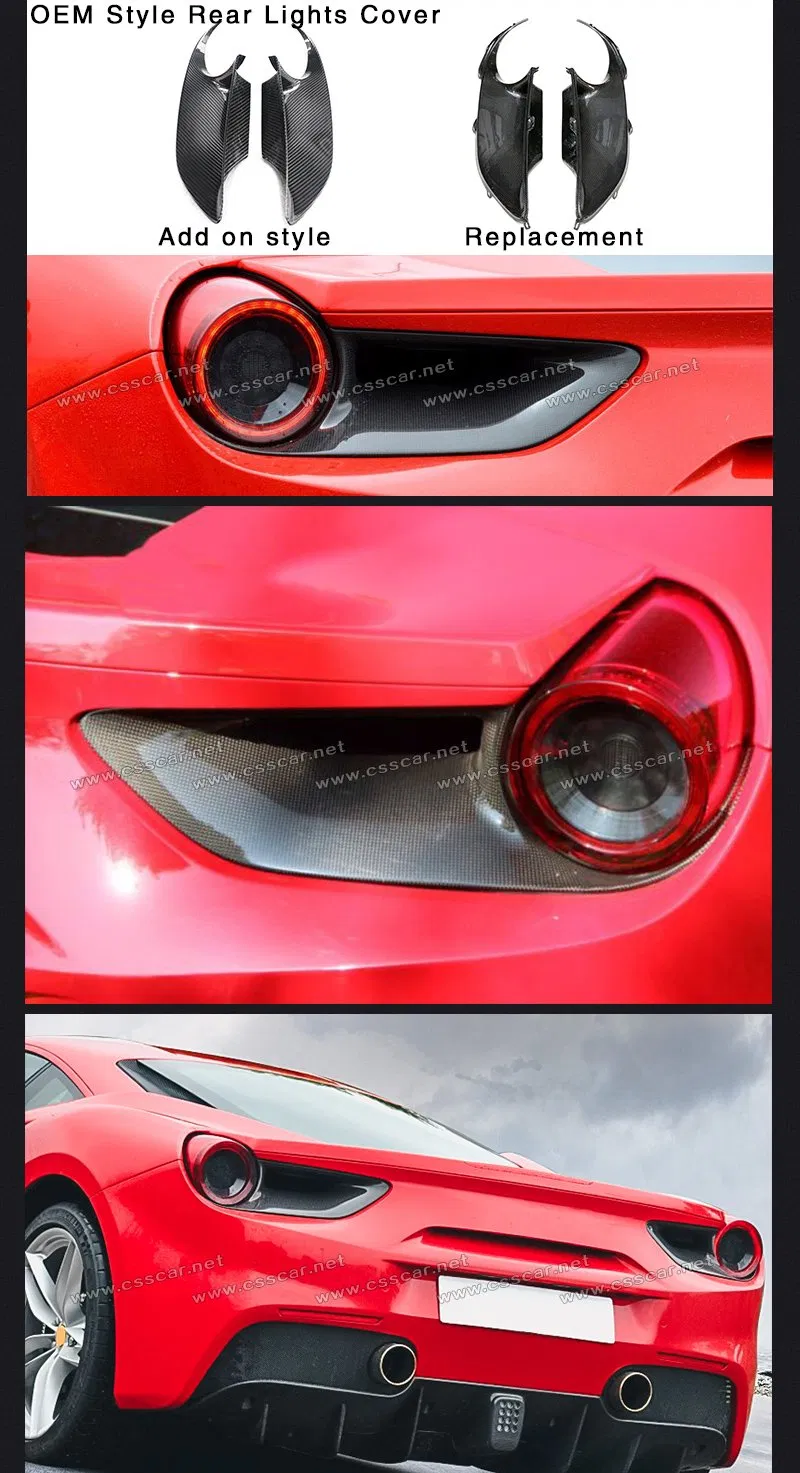 Ome Style Carbon Fiber Rear Tail Light Brake Lamp Lens Cover for Ferrari 488 Taillight Covers