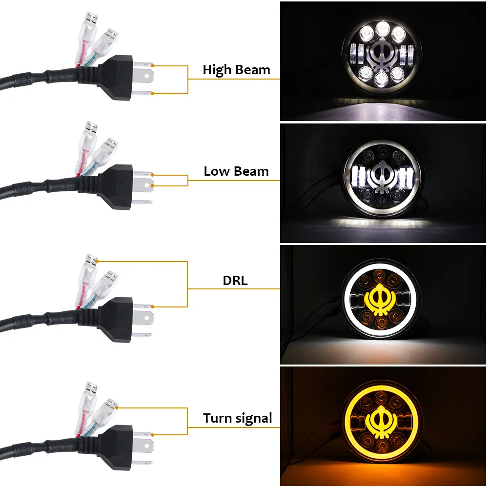 Round 7 Inch Angel Eyes Corsair LED Headlight with High/Low Beam Projector LED Light Bulb for Jeep Wrangler Jk Lj Cj