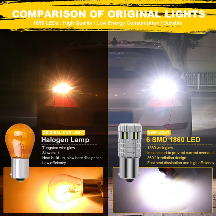 So. K T20 7440 W21W LED Bulbs 1860 6SMD LED Canbus No Error 1156 Ba15s P21W Bau15s Py21W LED Lamp for Turn Signal Light