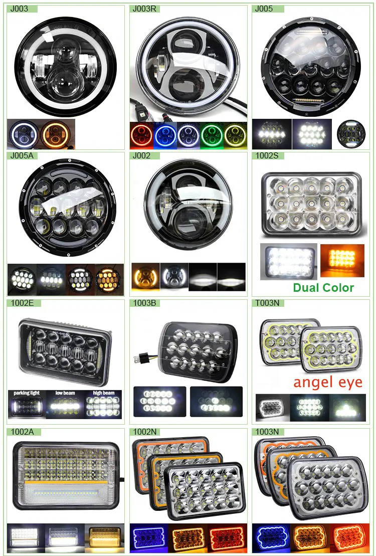 Square 12 Volt 48 Watt Watreproof IP68 H6014 H6052 H6054 6054 H5054 H6054ll 69822 6052 6053 7X6 5X7 DRL Jeep Truck LED Headlight