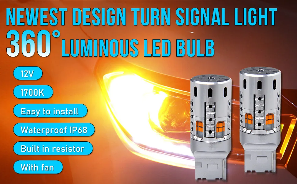 T20 7441 Wy21W W21W 12V 360 Luminous 20 LED 2PC Pack LED Bulb