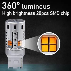 T20 7441 Wy21W W21W 12V 360 Luminous 20 LED 2PC Pack LED Bulb