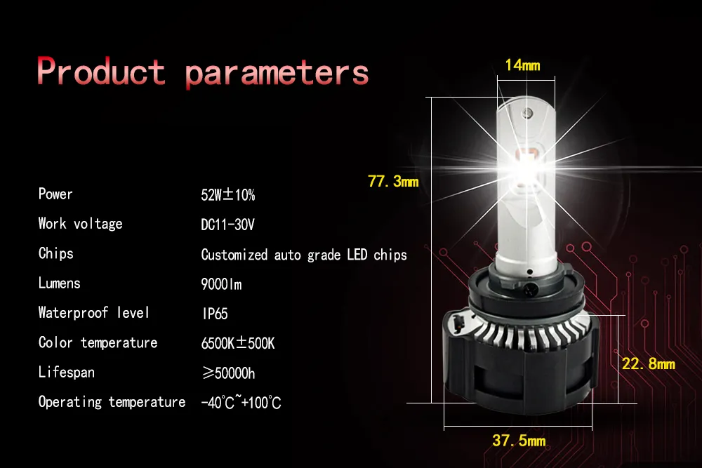 The Brightest P18 LED Headlight 52W 6500K LED Headlight