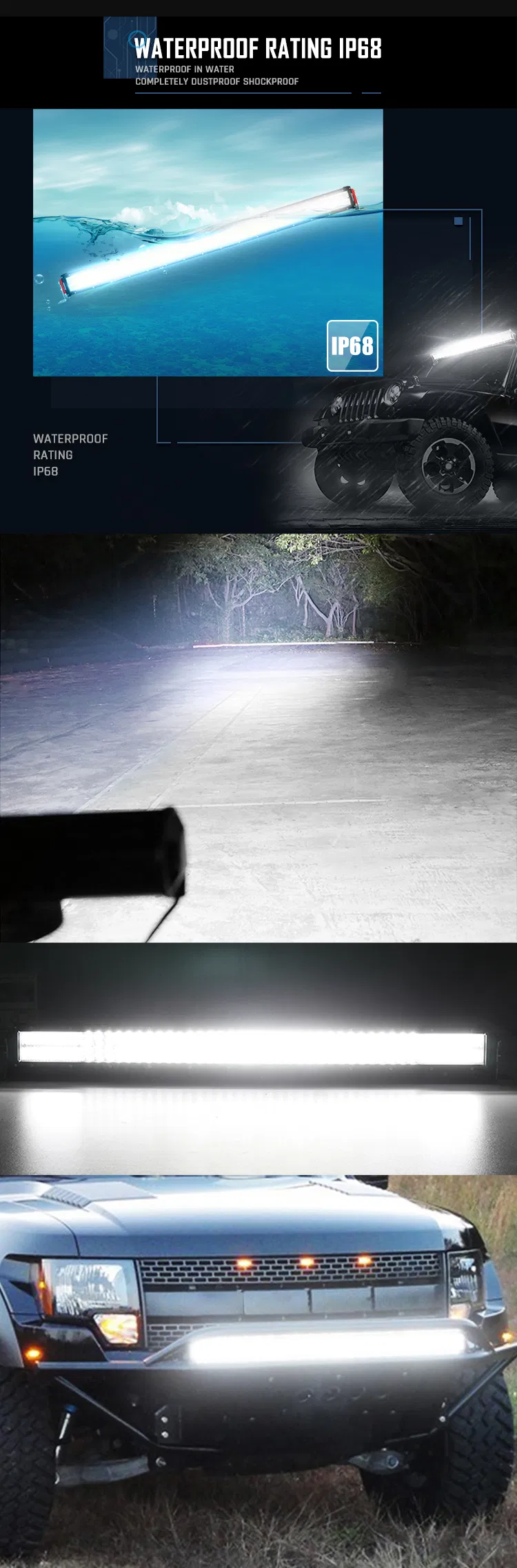 Universal 12D Reflector 42inch 52inch Combo Beam Offroad Light Bar 4*4 LED Barra