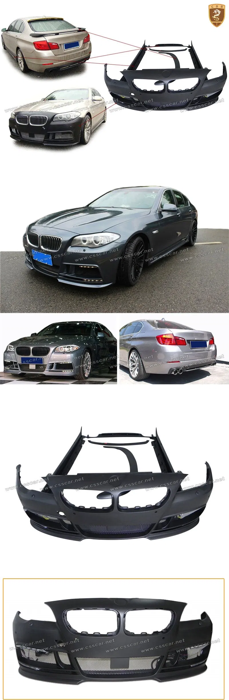 Upgrade to Hamann Style PU Material Car Body Kit for BMW F10 Front and Rear Bumper Assembly