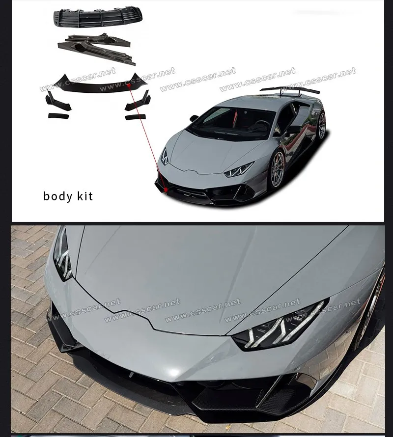 Upgrade to Novi-Tec Style Front Lip Rear Bumper Side Skirts Body Kit for Lamborghini Huracan Evo Style