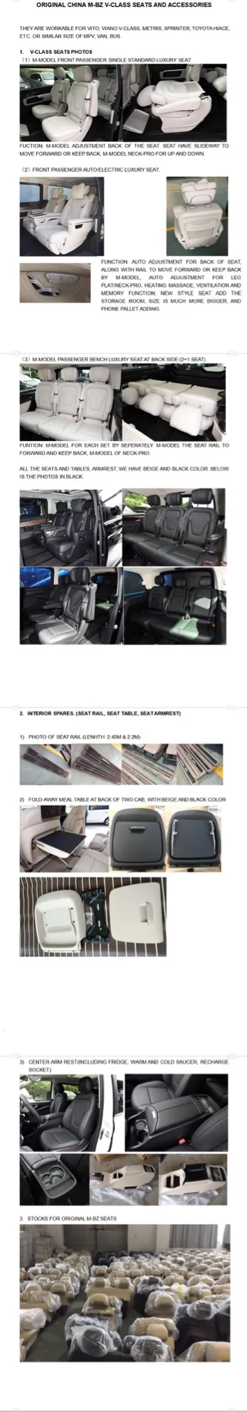 V Class Origin Seat with Full Functions for Sprinter/Metris/Vito/V250/V260/V300 Conversion