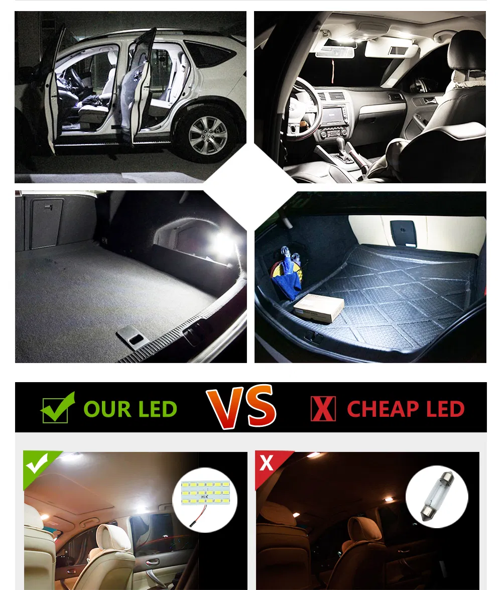 White 5630 SMD 18 LED Dome Light Panel Interior Bulb Festoon T10 Ba9s DC 12V