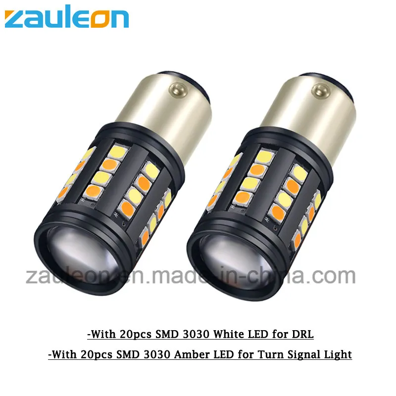 White/Amber Dual Color Switchback 1157 Bay15D S25 Turn Signal LED Bulbs