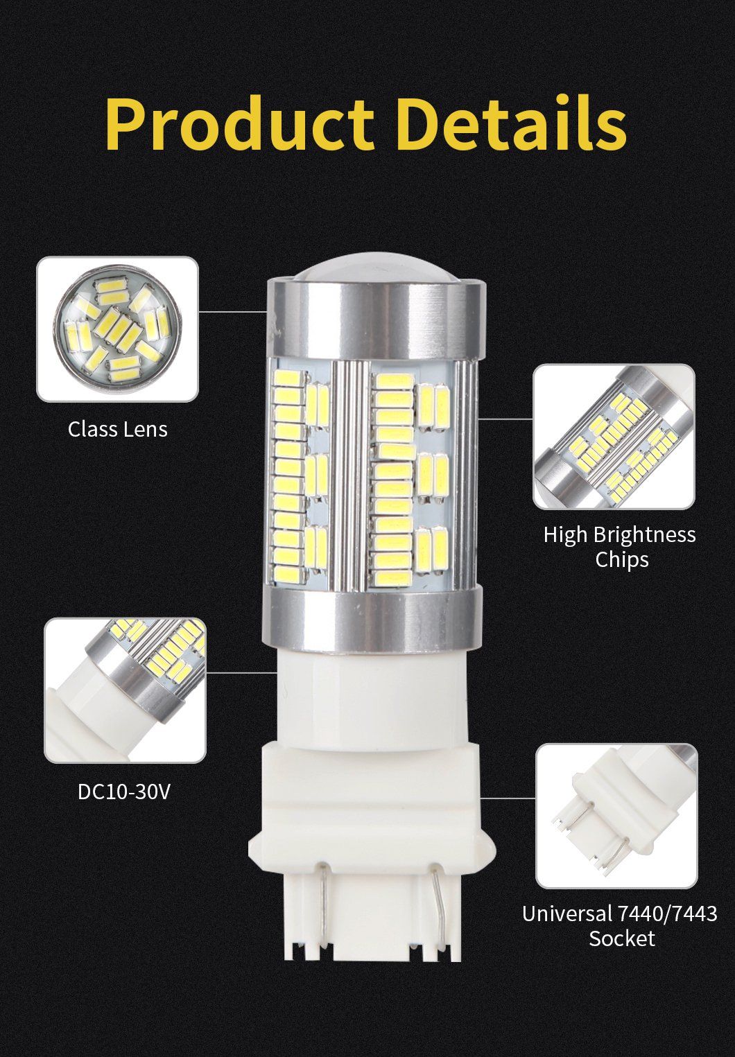 Wholesale Factory Supply 7443 75SMD 4014 Canbus Auto LED Bulb Turn Signal Bulb