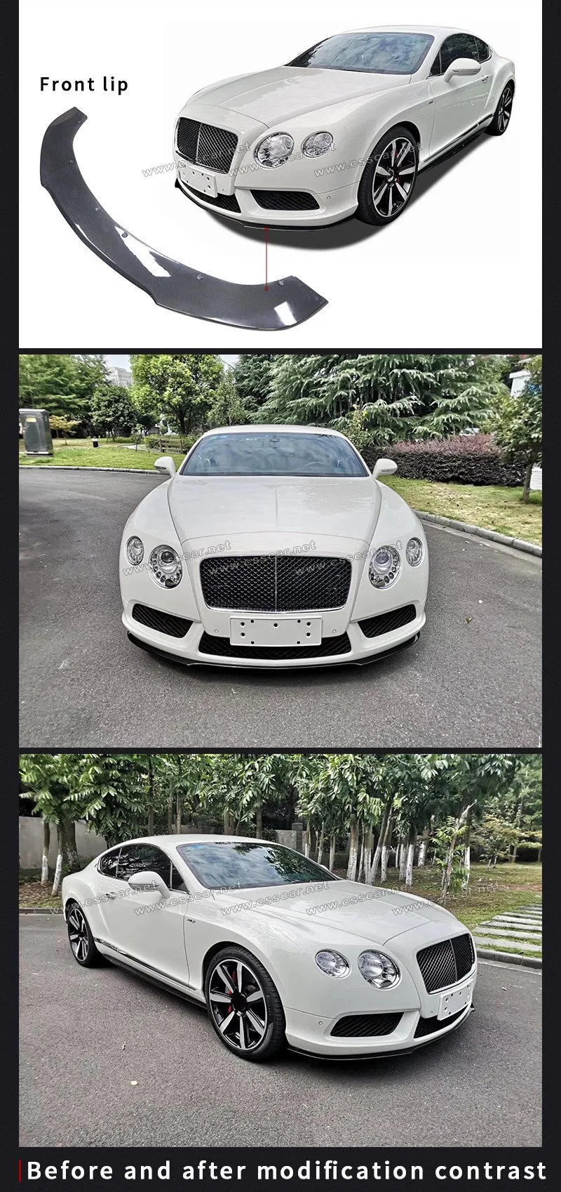 Wholesale Glossy Black Carbon Fiber Car Front Lip Diffuser for Bentley Continental Gt 2012-2014 V8s Style