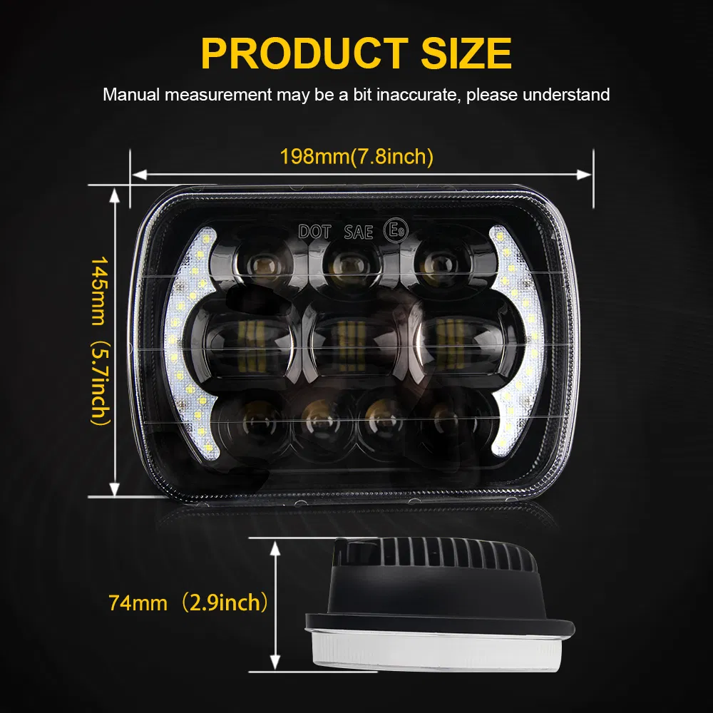Wholesale Price IP68 High Power Truck High Low Beam 24V off Road DRL Turning Light H6014 H6052 H6054 6054 H5054 Retangular 5X7 Inch 12V LED Headlight