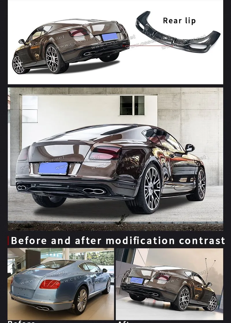 Wholesale V8s Style 3K Twill Weave Carbon Fiber Rear Diffuser Lip for Bentley Continental Gt 2015-2017